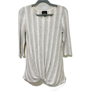 W5 Twist Front Knit Top Womens Size M 3/4 Sleeves Marled Gray